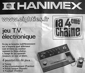 Pub Console Pong Hanimex 4ème chaîne années 70